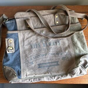 Myra Bag Large Canvas Tote Crossbody for Travel or Work,